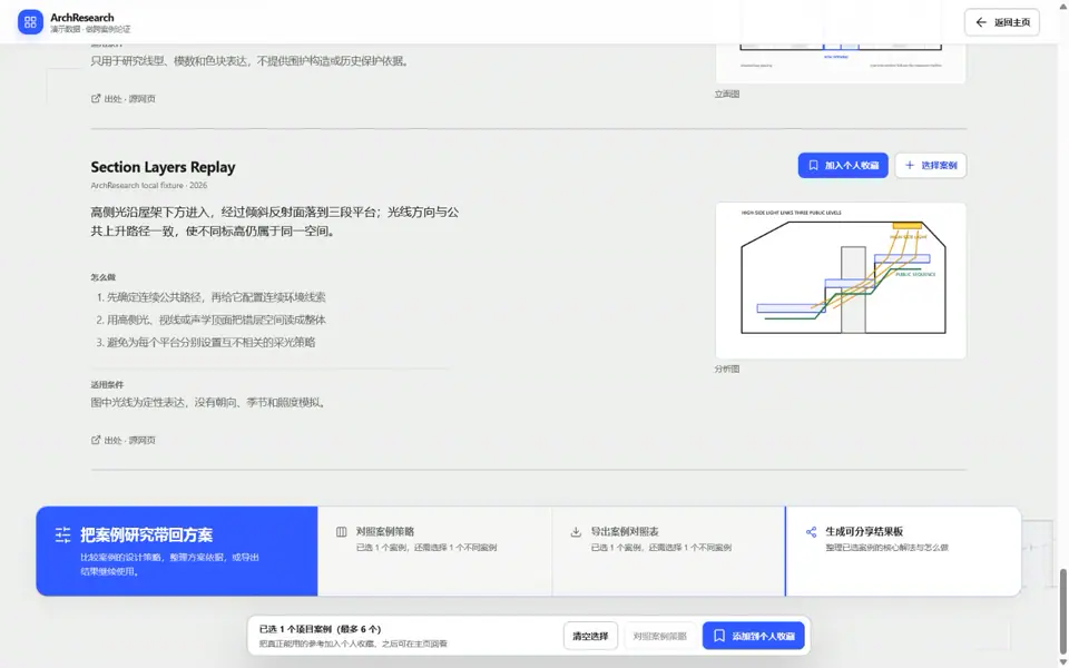 ArchResearch 结果工作台与收藏操作